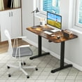 thumbnail image 2 of Patiojoy Bureau Électrique Réglable en Hauteur 44 Pouces x 24 Pouces Bureau Assis-Debout avec Plateau en Panneaux Assemblés Support Métallique Robuste en Forme de T Brun Rustique, 2 of 9