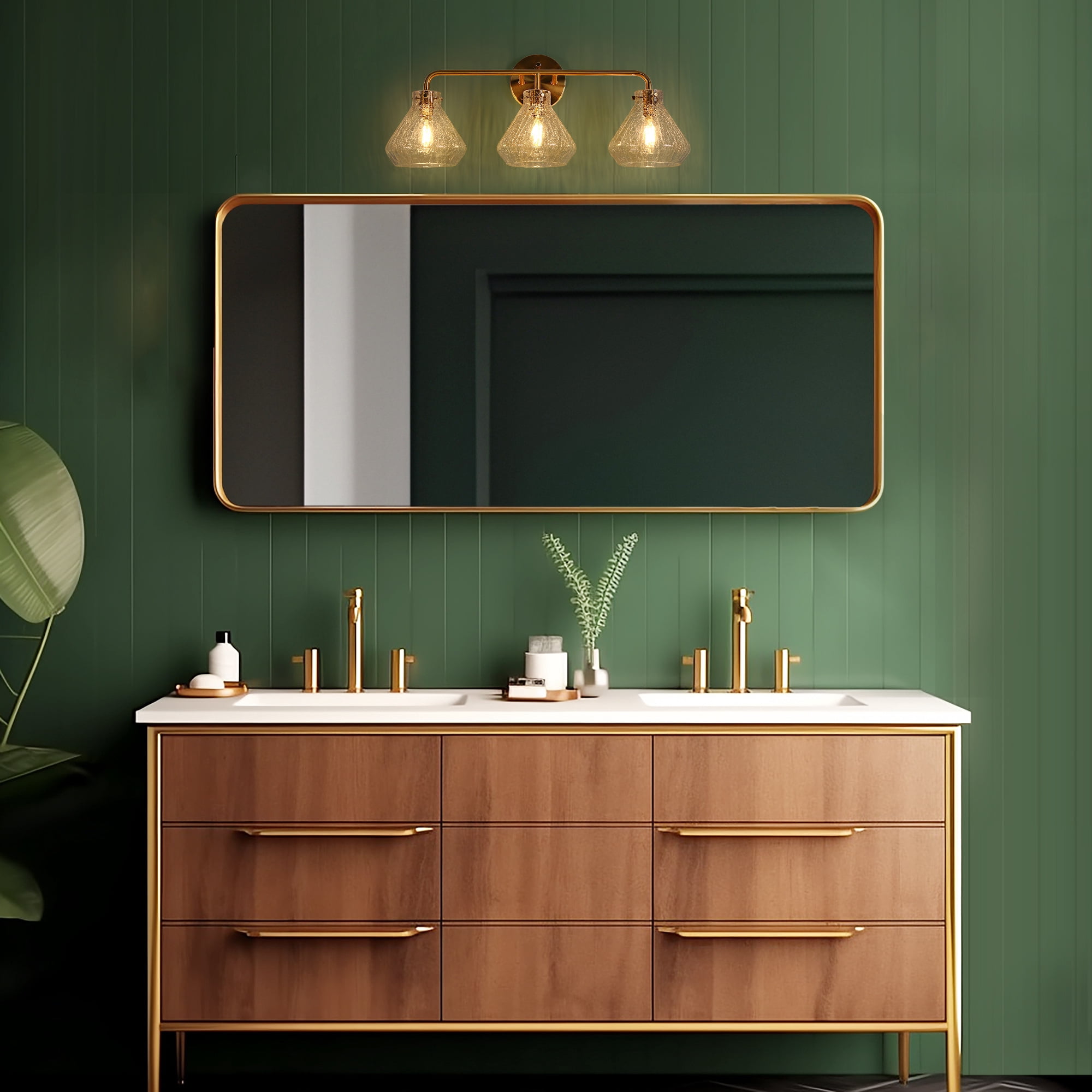 Digipurve 23.6-in 3 Light Polished Gold Modern/contemporary Bathroom Vanity light