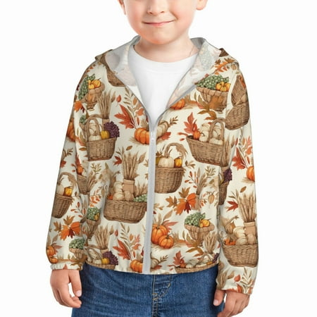 

Goofa Leaves And Berries Printed Kids Zip-Up Hoodie Girls Boys UPF50+ Sun Protection Jacket Hooded Cooling Shirt-2 Years