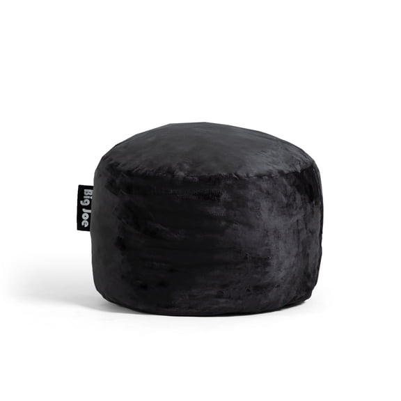 Big Joe Fuf Small Foam Filled Bean Bag Chair, Black Plush, Soft Polyester, 2 feet