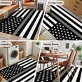 thumbnail image 5 of Thin Grey White Line Runner Rug 2.7x5 FT, Non Slip Entryway Carpet, American Flag Star Washable Soft Floor Carpet Entrance Mat Non-Shedding Throw Rug for Hallway Laundry Room Bedside, 5 of 9