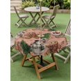 thumbnail image 3 of Outdoor Tablecloth with Umbrella Hole and Zipper, Pink Christmas Round Table Cloth 60 Inch Waterproof Tablecloth, Xmas Tree Gingerbread Snowman Winter Picnic Table Cover for Patio Camping, 3 of 7