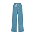 thumbnail image 4 of lcziwo Women's High Waist Drawstring Linen Capris, Blue, Plus Size, 4 of 4
