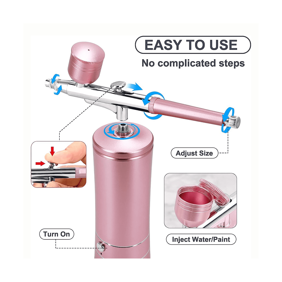 Rechargeable Cordless Airbrush Compressor with 0.4mm Nozzle for Barber, Nail Art, Makeup, Model Painting