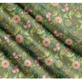 thumbnail image 3 of Soimoi Green Cotton Poplin Fabric Leaves & Ranunculus Floral Printed Craft Fabric by the Yard 56 Inch Wide, 3 of 7