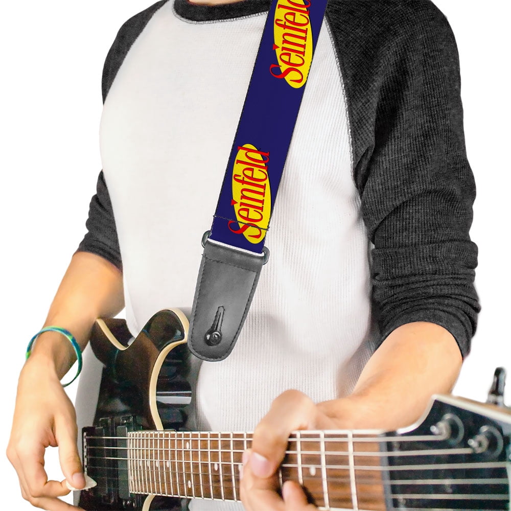 Seinfeld Guitar Strap, Seinfeld Spotlight Logo Navy Yellow Red, 2 Inches Wide