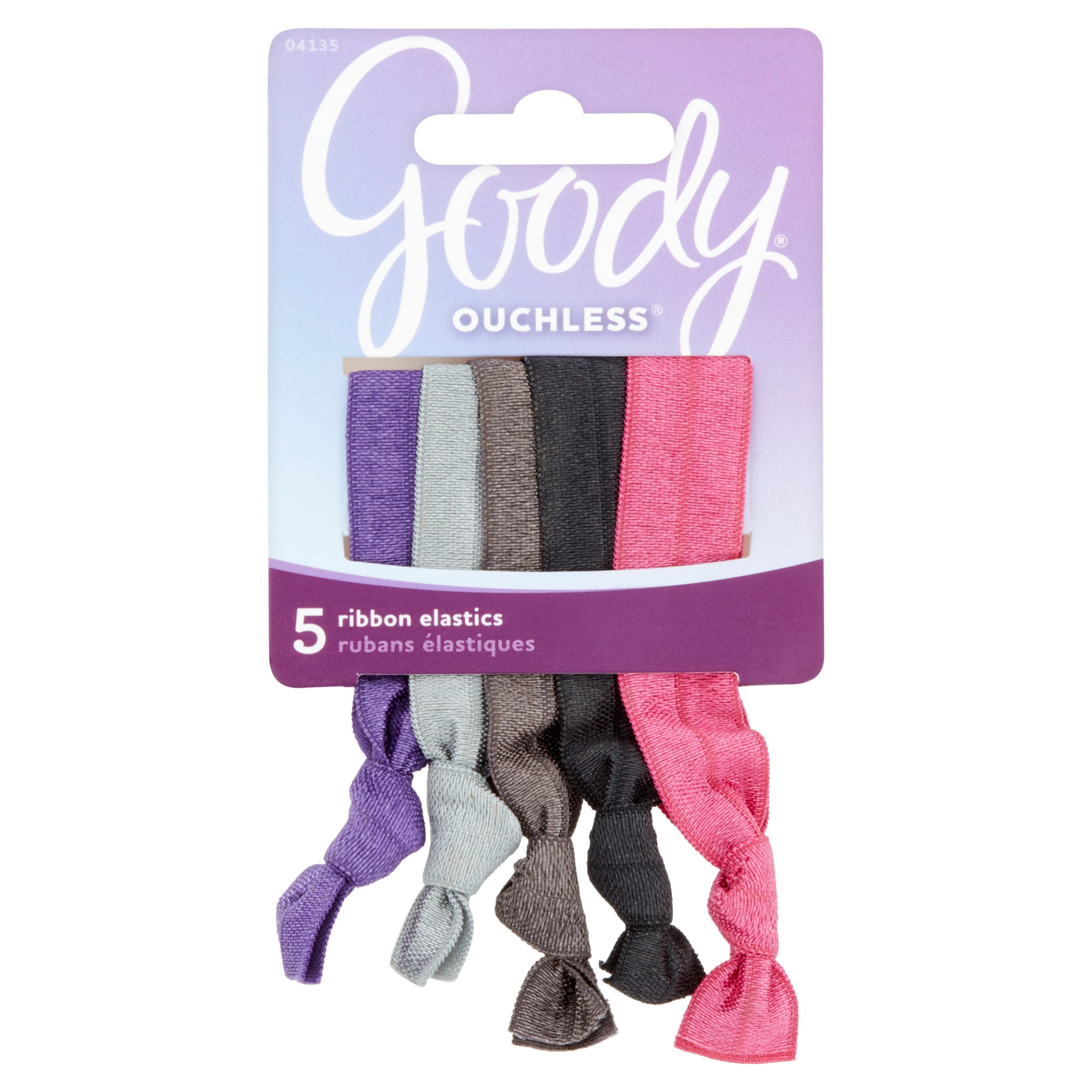 Goody Ouchless Ribbon Elastic Ponytail Holders 5 Pack Black & Bobby Pins 07826 