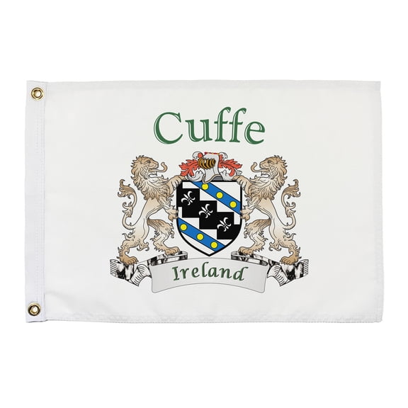 Cuffe Irish Coat of Arms Small White Flag - 16"x10.5" inches