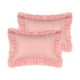 thumbnail image 1 of Funda de almohadas de triple volantes REGALWOVEN, juego de 2 fundas de almohada, fundas de almohada de cama con cierre de sobre, tamaño Queen (20"x30") rosa, 1 of 7