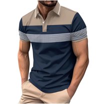 zfhfof Men's Casual Polo Shirts Summer Button Short Sleeve Fashion Golf Work Shirt Classic Striped Slim Fit T-Shirts