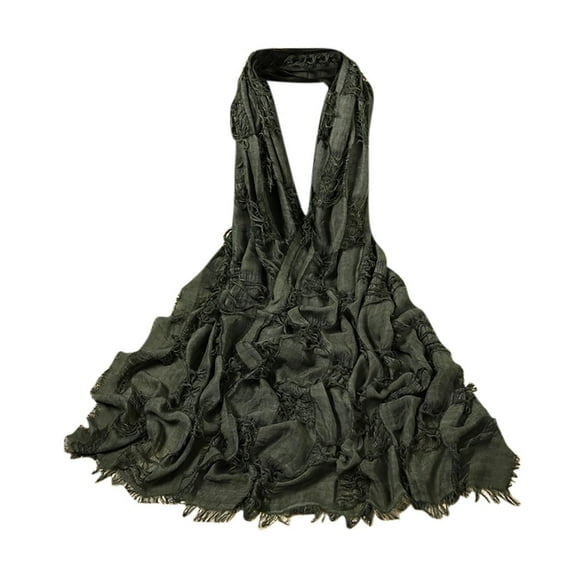 IYTR Mens And Womens Scarf Linen Solid Color Retro Warm Scarve Winter Set Neck Soft Outing Basic Casual Fashion Cape Khaki 190cm