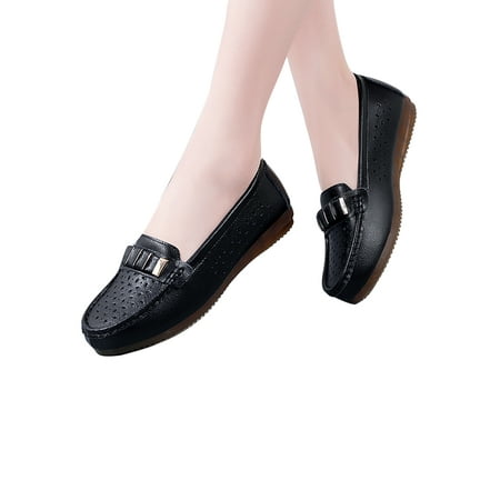 

Ymiytan Women Breathable Loafers Work Non-Slip Casual Moccasins Driving Comfort Flats Hollow Black 8