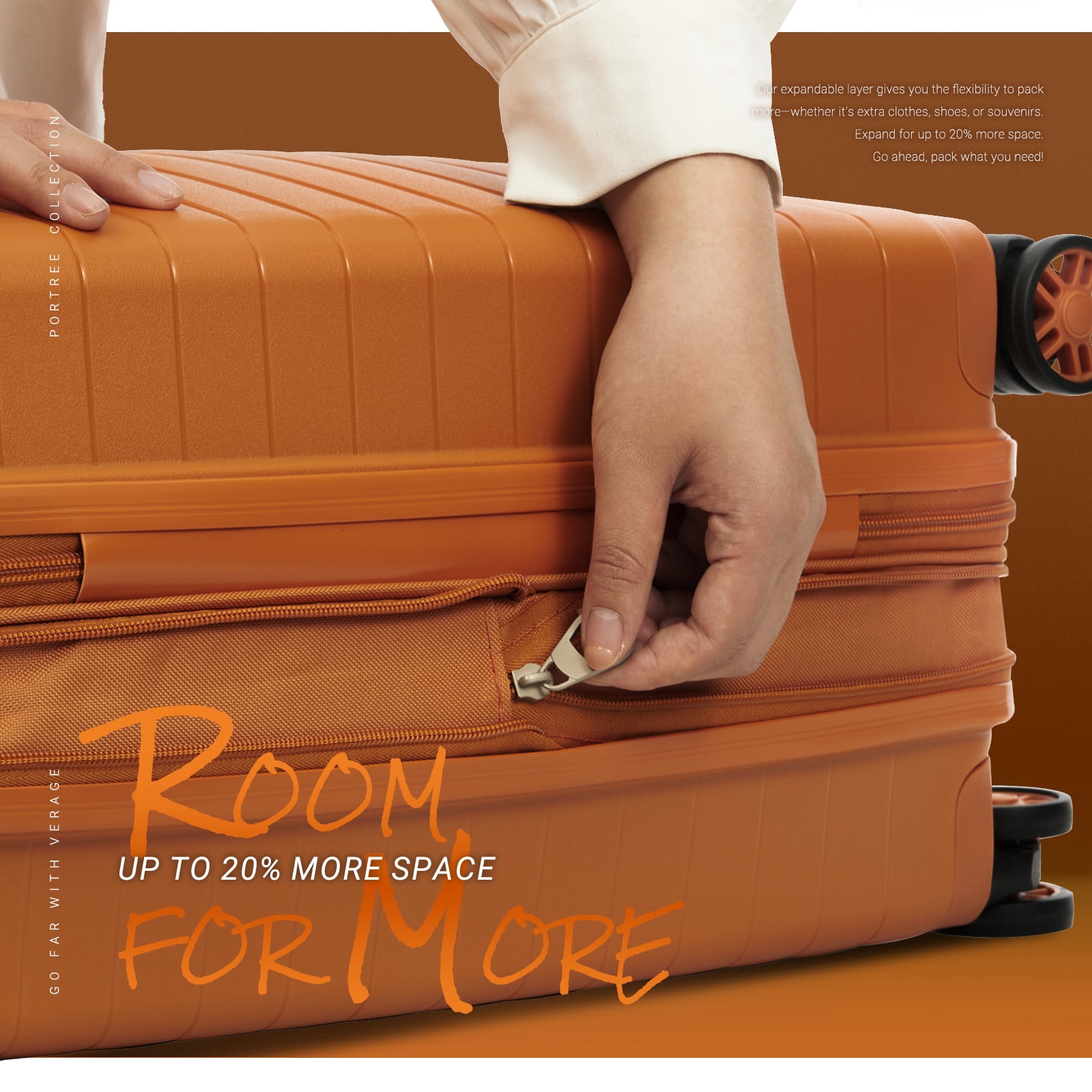 Verage Hardside Carry On Luggage With Spinner Wheels,Expandable Hardshell Suitcase,TSA Airline Approved,Carry-On 20-Inch,Orange