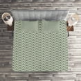 thumbnail image 3 of Ambesonne Geometric Quilted Coverlet 3 Pcs, Vintage Rhombus Stripes, Queen Size, Pale Sage Green, 3 of 4
