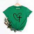 thumbnail image 4 of Camisetas de Manga Corta para las Mujeres Casual Día de Pascua Impresión Cuello de Tripulación Suelta Camiseta, Poliéster Spandex, 4 of 7
