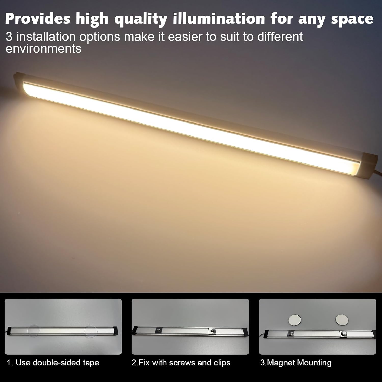 JJEAN-Under Cabinet Lights Plug in Led Light Strip 12 Inch 15W Dimmable Timing Under Counter Lights for Kitchen, Workbench, Desk Male and Female Connection 3 Pack