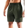 thumbnail image 2 of MIER Men's 7" Inseam Dry Fit Athletic Running Shorts with 3 Zipper Pockets, Army Green, XXL, 2 of 7