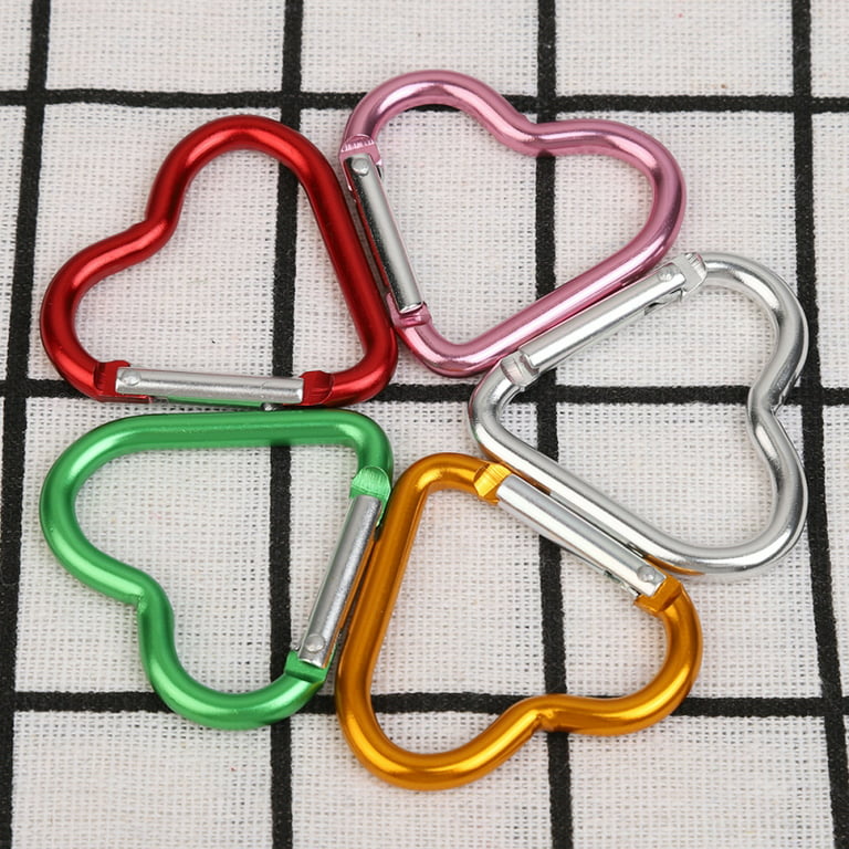 Wisremt Heart Shaped Keychain Clips Mini Small Carabiner Aluminum Durable Locking D-Shape Spring Loaded Clips for for Home Camping Hiking Traveling