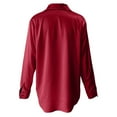 thumbnail image 5 of MVRLSH Long Sleeve Shirts For Women Imitation Satin Long Sleeve V Neck Blouse Light Airy Casual For Spring Summer Autumn Travel Red S-Xxl, 5 of 5