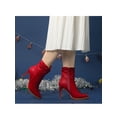 thumbnail image 6 of BLISSFUL STEP Women's relaxed Side Zip Stiletto Heel Ankle Boots Red 7.5, 6 of 7