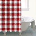 thumbnail image 4 of Red and White Plaid Pattern Shower Curtain 72"x72" ,Bathroom Decorative Shower Curtains Set with 12 Hooks,Modern Waterproof Washable Shower Curtain, 4 of 6