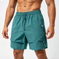 thumbnail image 5 of Besolor Mens Workout Shorts Wide Leg Elastic Waisted Drawstring Lightweight Casual Outdoor Running Short Pants(X-Large,Green), 5 of 5