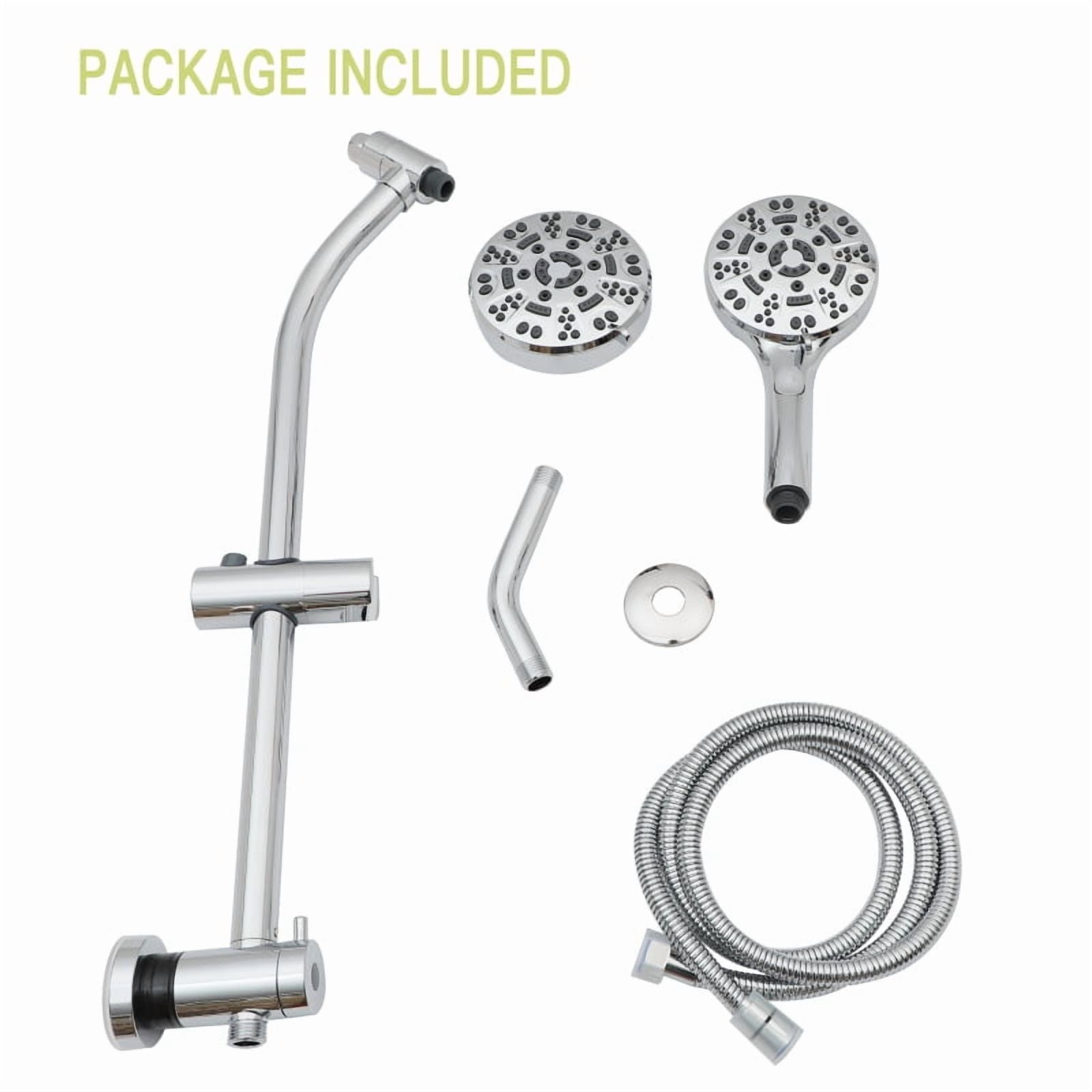 Multi Function Dual Shower Head - Shower System with 4.7" Rain Showerhead, 8-Function Hand Shower, Adjustable Slide Bar,Brushed Nickel On-Site   RR