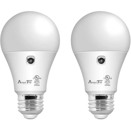 Axgear Dusk To Dawn Light Bulb 2 Pack Ameritop A19 Led Sensor Bulbs Ul Listed Automatic On Off 800 Lumen 10w 60 Watt Equivalent E26 Base Indoor Outdoor Lighting 5000k Daylight Ameritop A19 Led Sensor Light Bulbs, What Is The Best Dusk To Dawn Light Bulb
