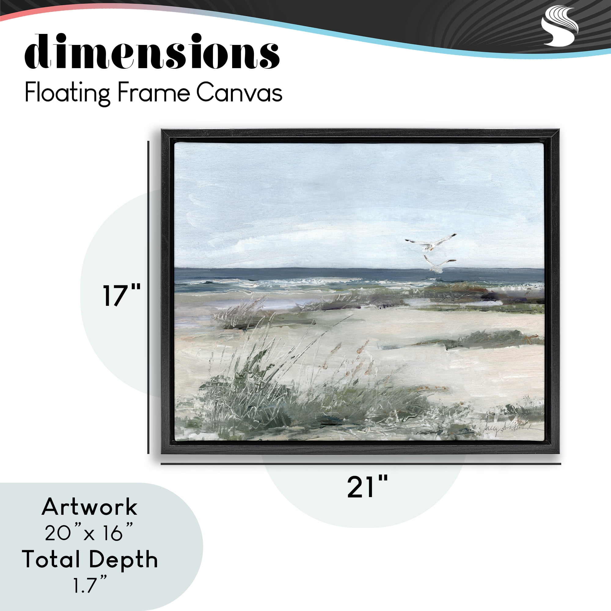 Stupell Industries Seagull Pair over Waves Black Framed Floater Canvas Wall Art, design by Sally Swatland