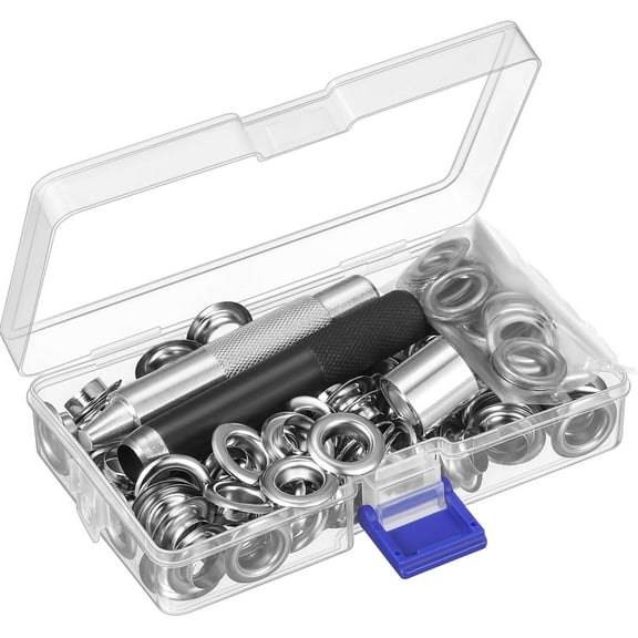Grommet Tool Kit, Grommet Setting Tool 100 Sets Grommets Eyelets (0.47 Inch Diameter) Eyelets and Eyelet Punch Die Tool