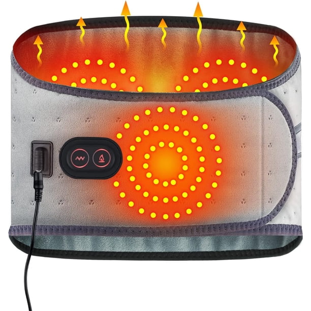 Almohadilla térmica eléctrica para masaje de espalda y abdomen, cinturón calefactable para cintura y abdomen con 3 modos de masaje de calentamiento rápido.