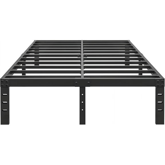 12 Inch Queen Size Bed Frame - No Box Spring Needed Heavy Duty Metal Platform Mattress Foundation with Steel Slats, Non-Slip Noise Free Easy Assembly Black Bedframes