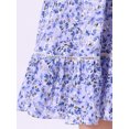 thumbnail image 5 of DARING DIVA Women's Stylish Midi Smocked Floral Fit and Flare Dresses XS Dark Blue Purple, 5 of 7