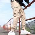 thumbnail image 4 of KeShDi Mens Casual Pants Men's Solid Casual Pocket Outdoor Elastic Waistbelt Jogger Drawstring Trousers Work Pants Khaki L, 4 of 5