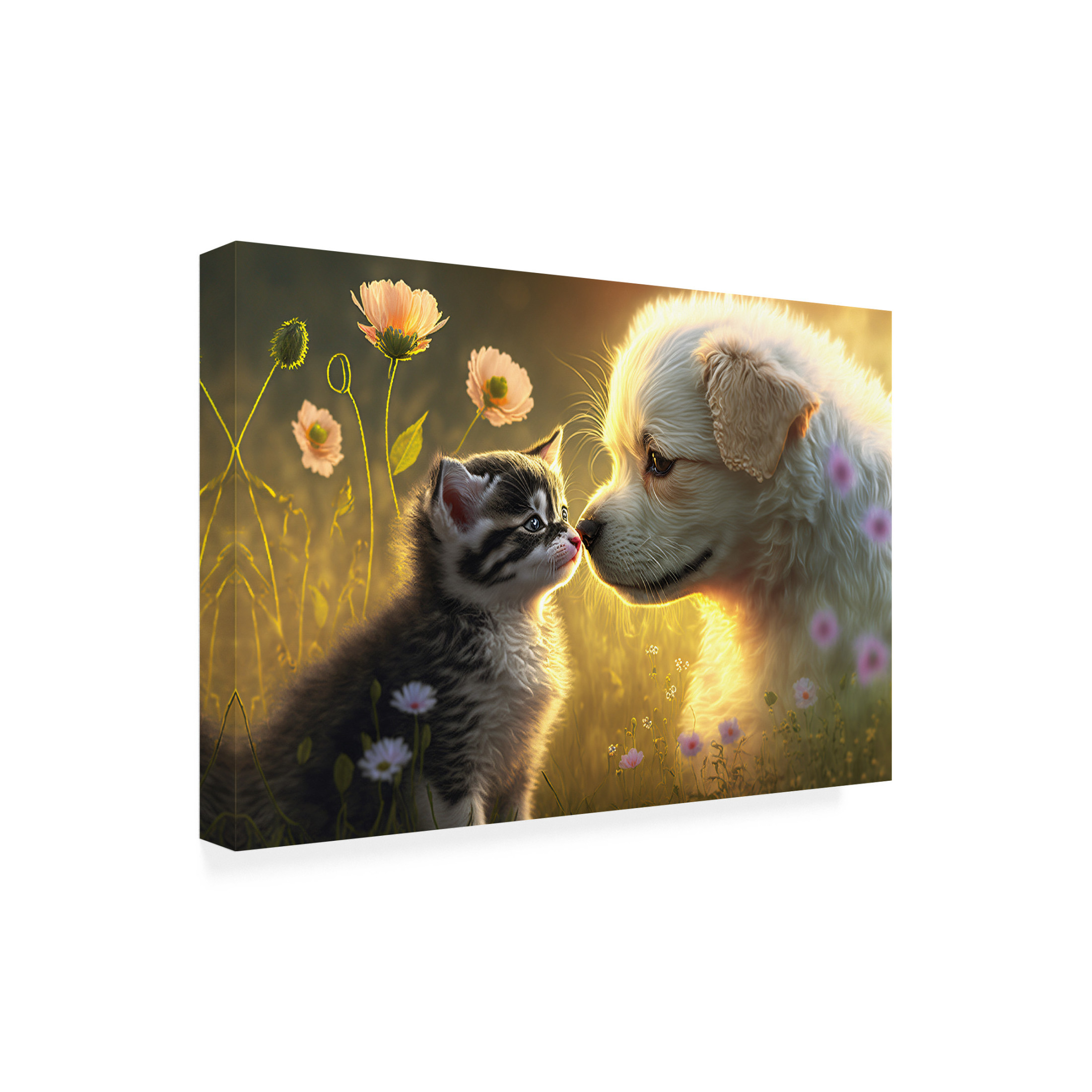 Canvas Wall Art - Ray Heere 'Cats And Dogs 2' Wall Art for Living Room, Bedroom, or Office Décor by Trademark Fine Art - 19 x 12 Inches