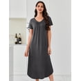 thumbnail image 3 of Oudiya 3 Pack Long Nightgowns for Women House Dress Short Sleeve Plus Size V Neck Nightshirt, M-5XL, 3 of 6