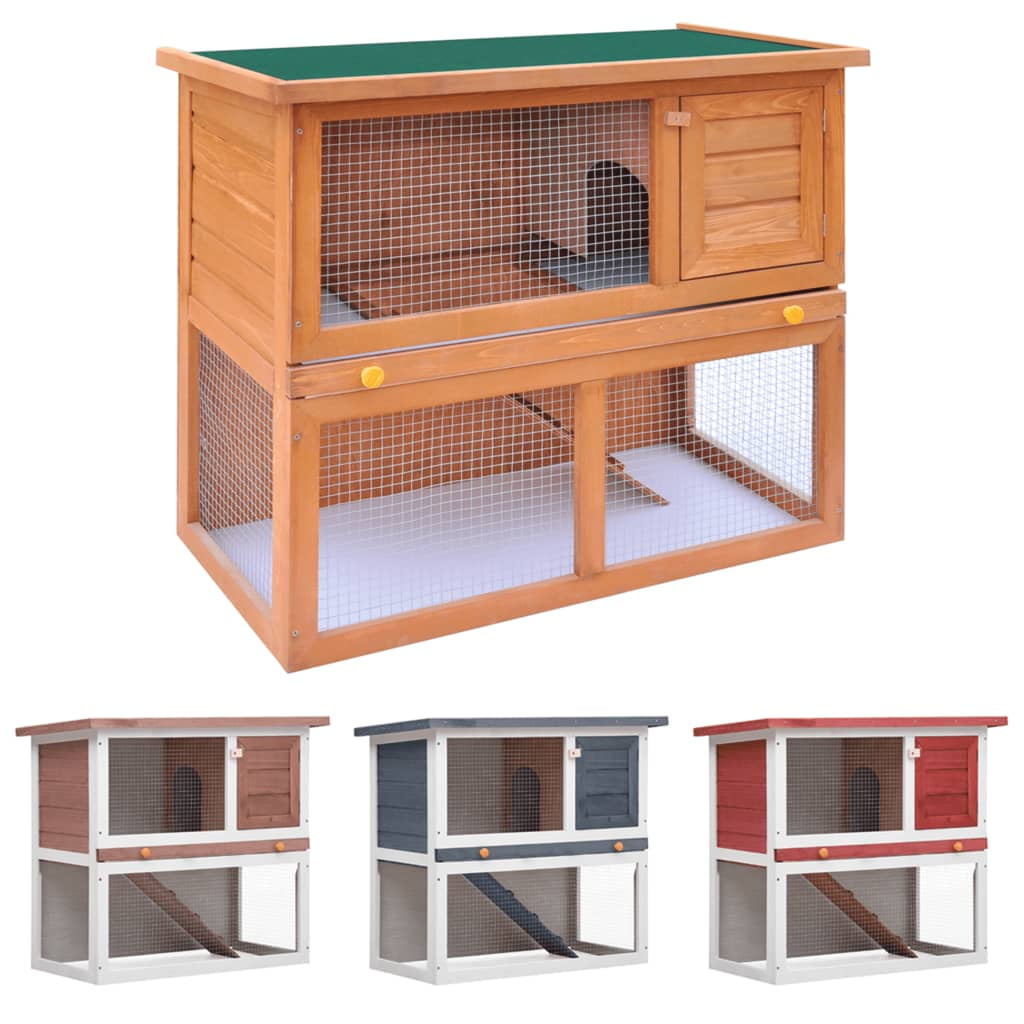 vidaXL Rabbit Hutch Bunny Cage House with Pull Out Tray Ramp Solid Pine Wood