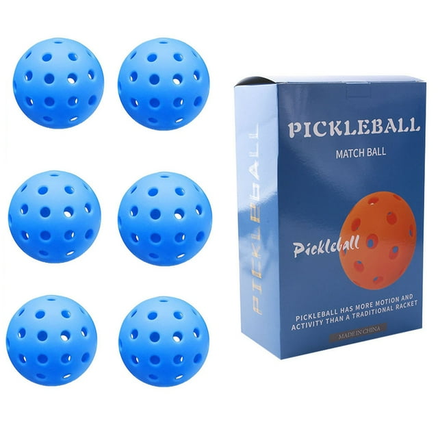 Yuarrent 6 unids/set profesional portátil Pickleball 40 agujeros práctica de entrenamiento reutilizable PE Pickle Balls Kit surtido Golf Azul