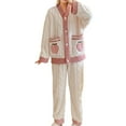 thumbnail image 2 of Women's pajamas set double-faced fleece pajamas cardigan with buttons autumn and winter full set pajamas, 2 of 7
