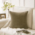 thumbnail image 2 of Phantoscope Soft Corduroy Striped Velvet 18" x 18" Light Coffee Decorative Throw Pillow, 1 Pack, 2 of 5