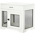 thumbnail image 2 of Pefilos 37" Dog Crate Furniture with Soft Water-Resistant Cushion, Drawer, Wooden Kennel Table, Indoor Dog House for Small Dogs, White, 2 of 11