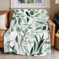 thumbnail image 4 of Green Eucalyptus Leaves Throw Blankets, Watercolor Botanical&nbsp;Floral Print Soft Fleece Blanket Decorative for Home Sofa Couch Chair Living Bedroom, 30x40 Inches,, 4 of 9