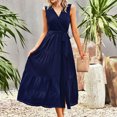 thumbnail image 4 of Gibobby Vestido largo casual de verano para mujer Vestido de manga corta estilo camiseta de verano informal con cintura para mujer(Marina,G), 4 of 5