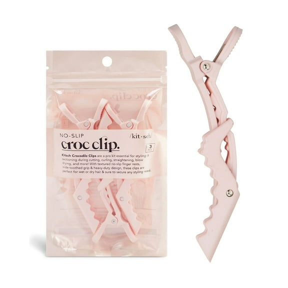 Kitsch Alligator Clips for Hair - Clips for Styling Sectioning, Hair Tools, 3 Pcs (Pink)