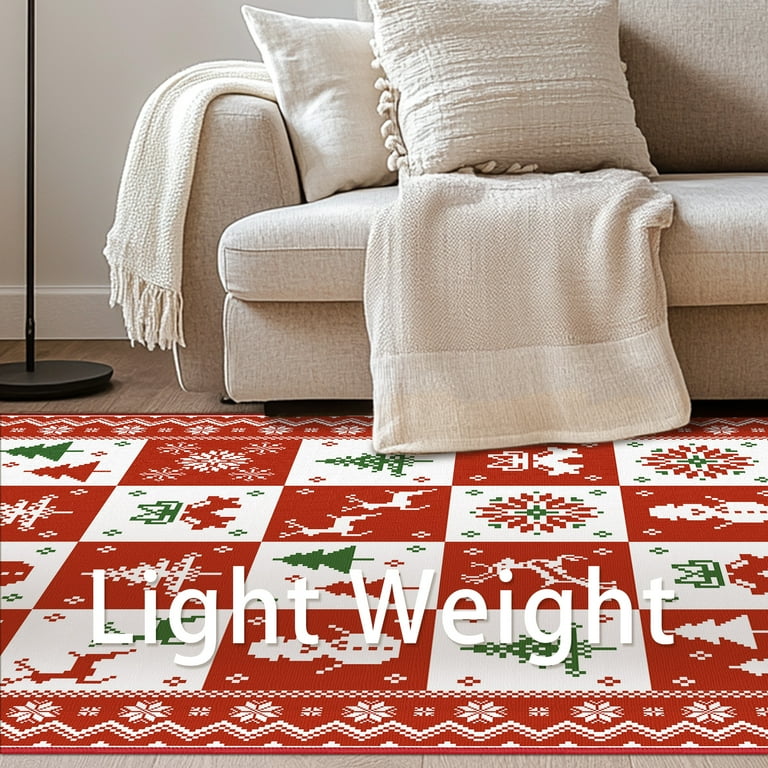 MCOW Alfombra de Navidad 5x7, Decoración de Casa, Lavable a
