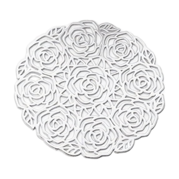 Coaster Silver Rose Hollow Out Heat Resistant 3.9 Inch For Drinks Table Protection 1 Pack