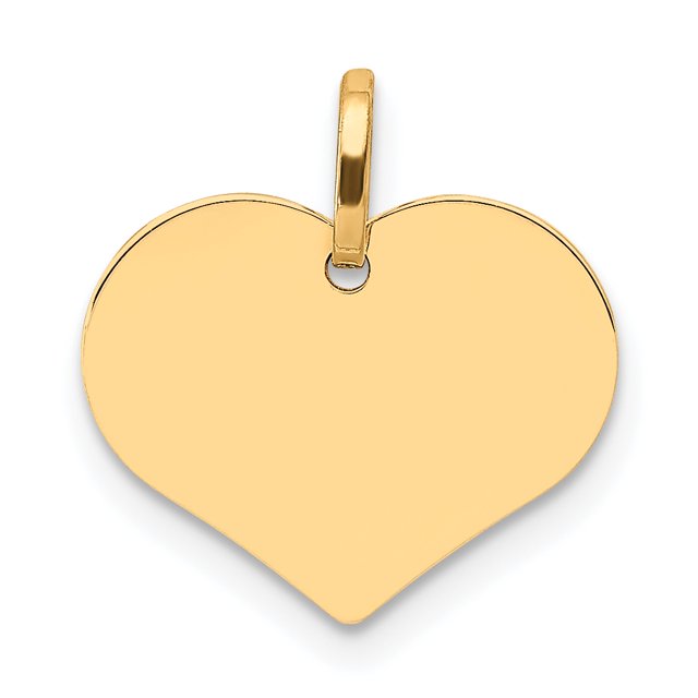 Collier Pendentif en Forme de Cœur en Or Jaune 14k avec Pendentif Charme Gravable