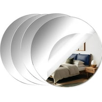 4 Pack Acrylic Round Mirrors, 4 inch Circle Mirror Tiles Self Adhesive Mirror Stickers for Wall Home Living Room Bedroom Decor, Small Mirrors for Crafts (4in/10cm)