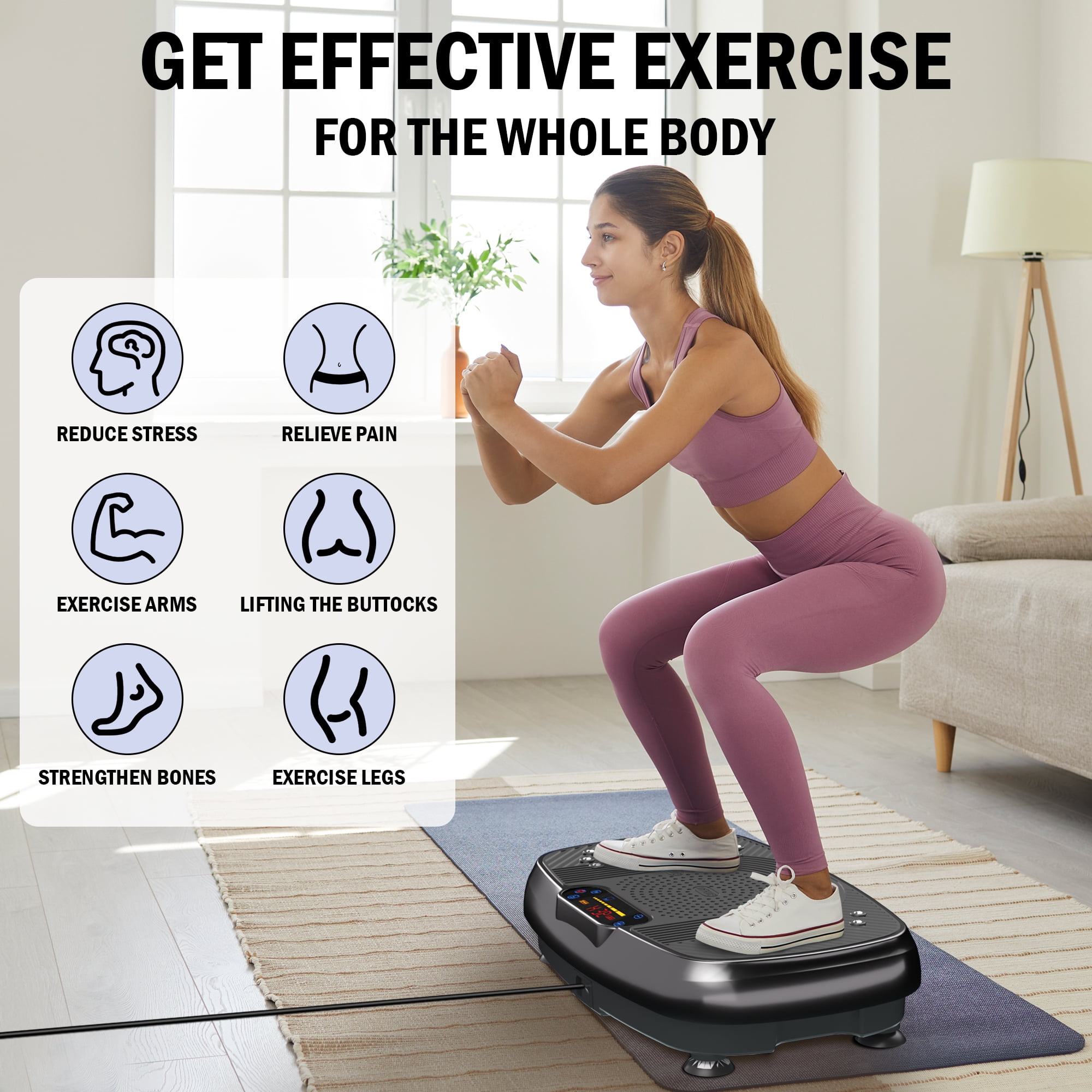 SLIMKEEPER Vibration Plate Exercise Machine for Home Fitness & Whole Body Workout, 330 Lbs Capacity, with 2 Loops, 5 Resistance Bands & Remote Control