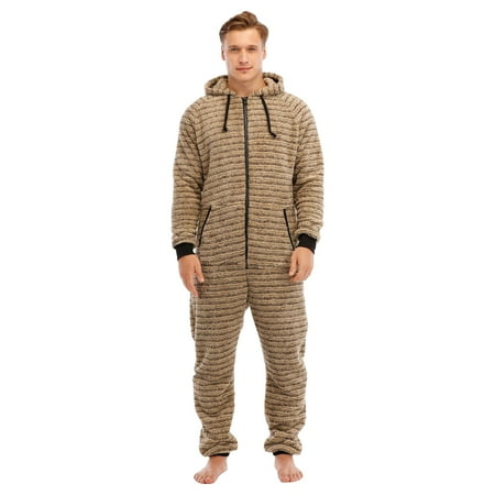 

Mens Pajamas Set Long Sleeve Printed Jumpsuit Zipper Hood Pyjamas Nightwear With Pockets